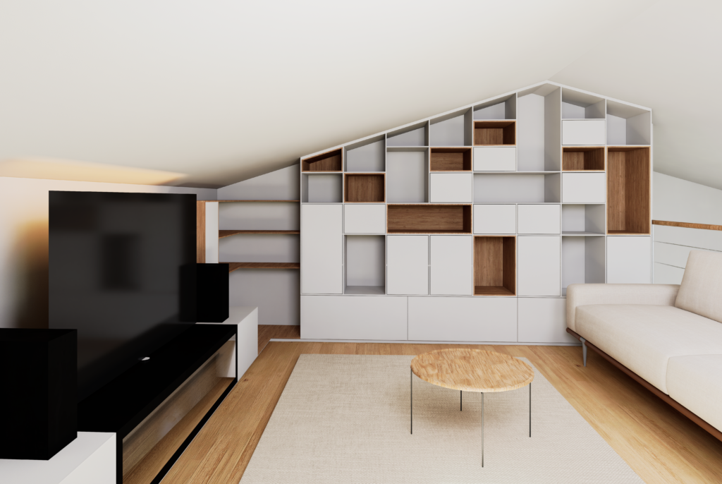 bibliothèque sous pente sur mesure