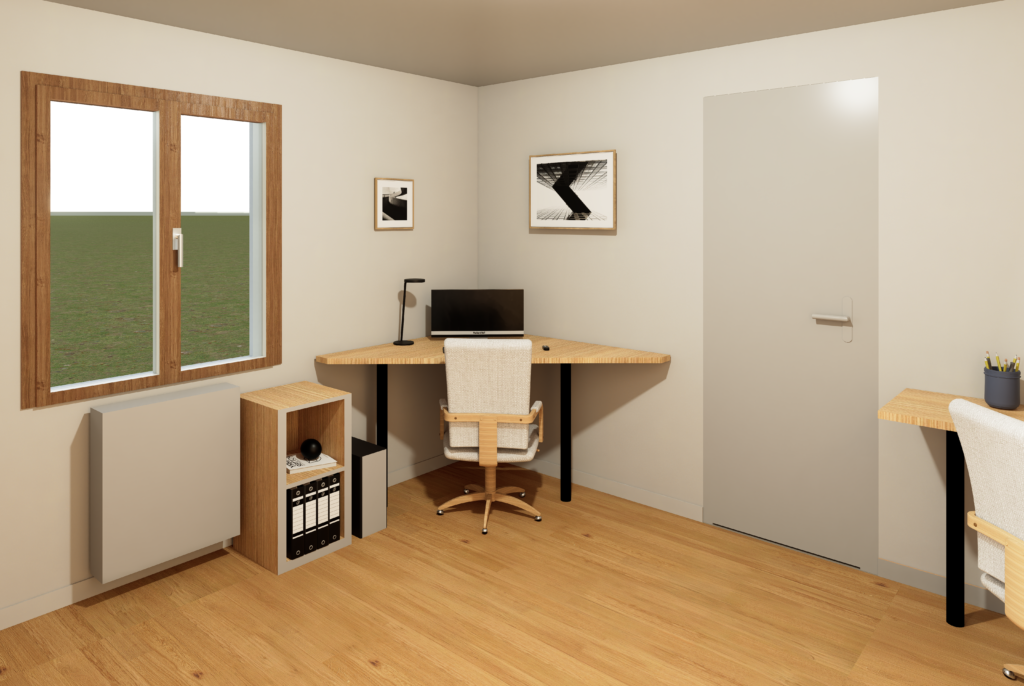bureau d'angle sur mesure en photo réalisme