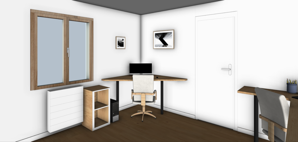 bureau d'angle proche d'une fenêtre