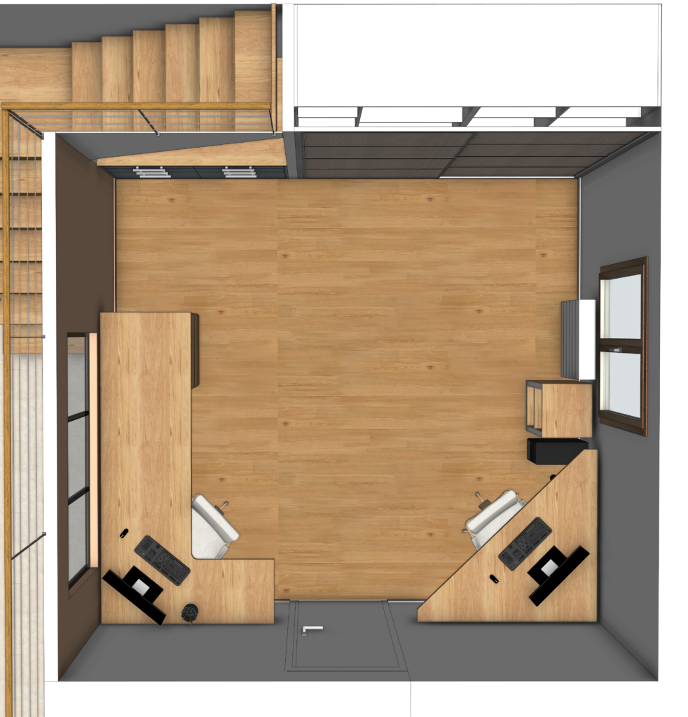 bureau vu de dessus pour visualisation des circulations