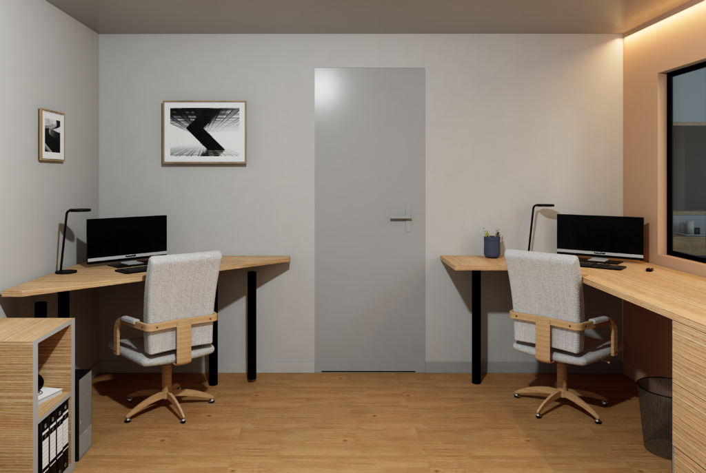 deux bureaux d'angle en photo réalisme