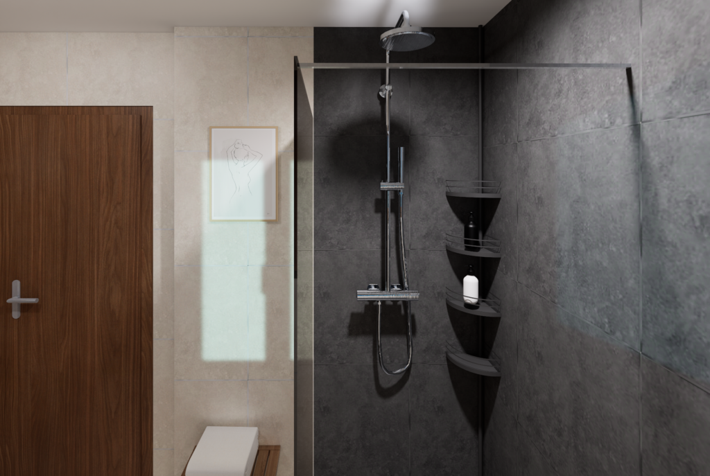 photorealisme douche anthracite