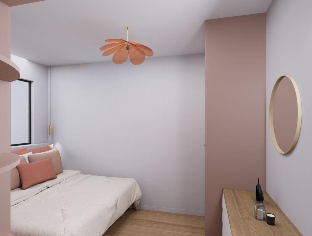 photorealisme chambre parentale suspension tulipe